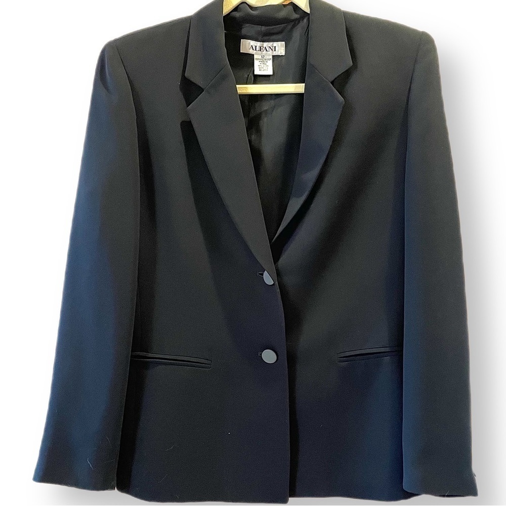Alfani NWOT black suit coat blazer jacket single breasted button front 12